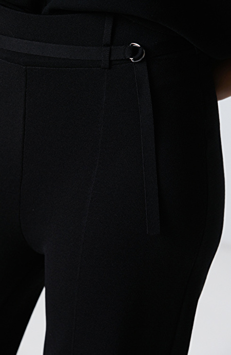 Siyah Bol Form Basic Triko Pantolon_5