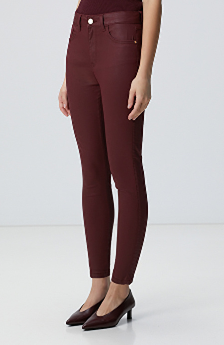 Bordo Denim Kadın Pantolon_3