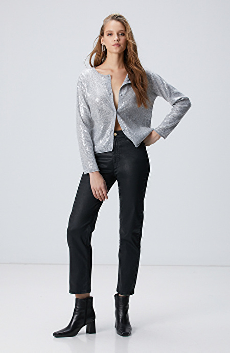 Siyah Straight Kalıp Denim Pantolon