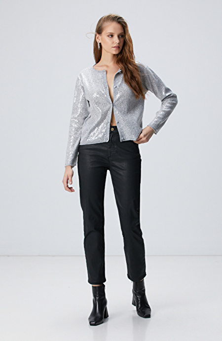 Siyah Straight Kalıp Denim Pantolon_1
