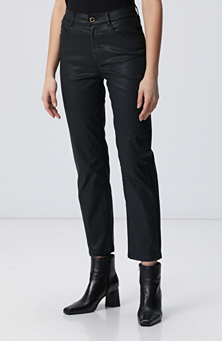 Siyah Straight Kalıp Denim Pantolon_3