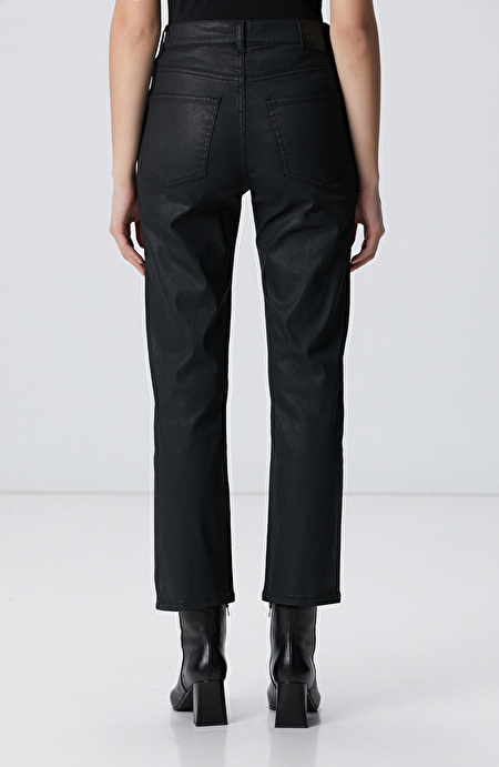 Siyah Straight Kalıp Denim Pantolon_4