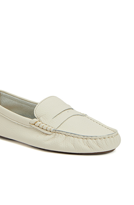 Bej Kadın Deri Loafer_5