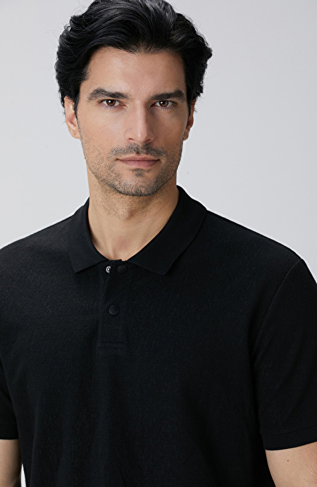 Siyah Polo Yaka T-shirt_5