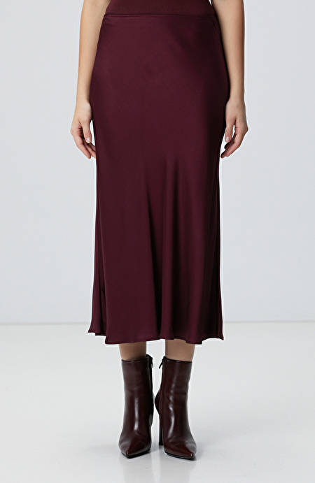 Bordo Midi Saten Etek_1