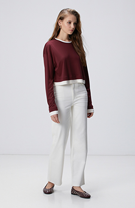 Bordo Çift Renkli T-shirt_2