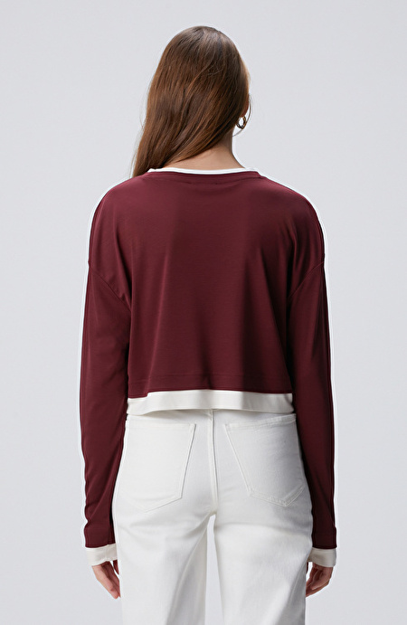 Bordo Çift Renkli T-shirt_4
