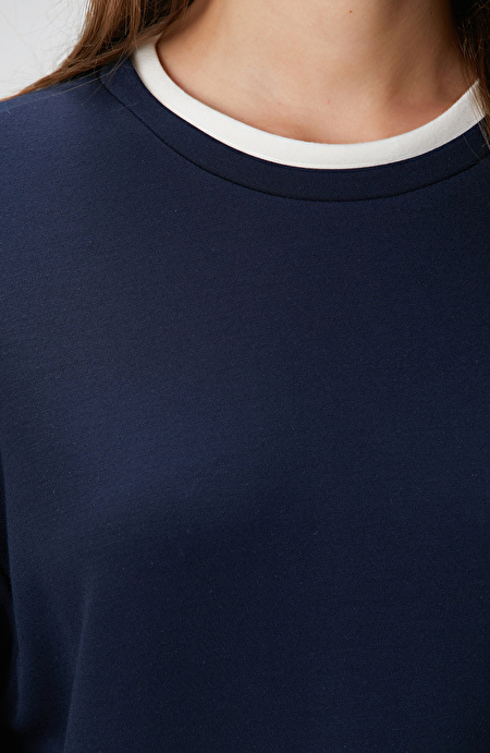 Lacivert Çift Renkli Uzun Kol T-shirt_5