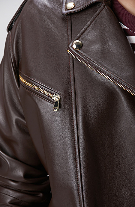 Acı Kahve Biker Deri Mont_6