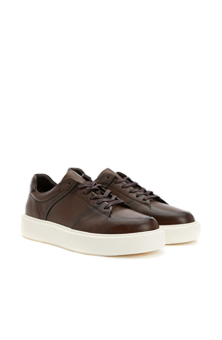 Kahverengi Erkek Deri Sneaker