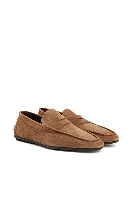 Tütün Erkek Süet Deri Loafer