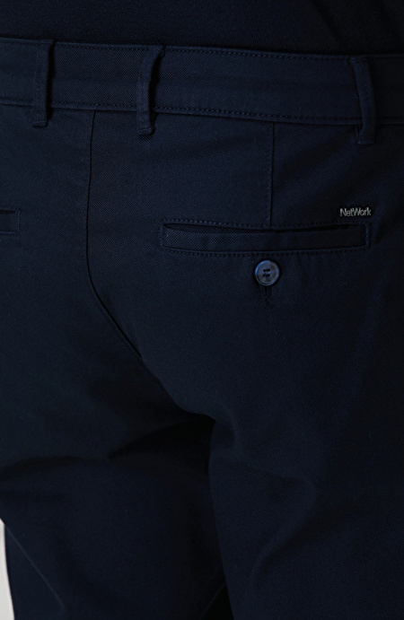 Lacivert Sepet Örgü Desenli Chino Pantolon_5