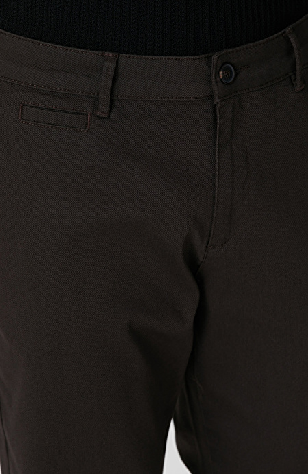 Kahverengi Sepet Örgü Desenli Chino Pantolon_3