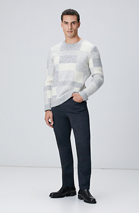 Lacivert 5 Cep Diyagonal Flanel Casual Pantolon