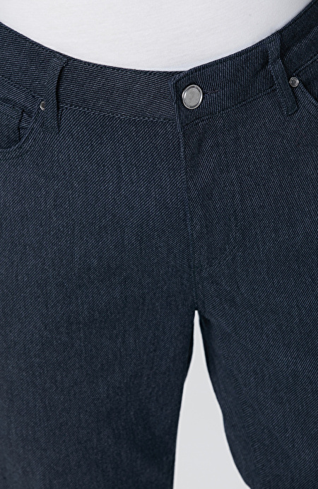 Lacivert 5 Cep Diyagonal Flanel Casual Pantolon_3