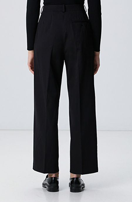 Siyah Geniş Paça Basic Pantolon_3