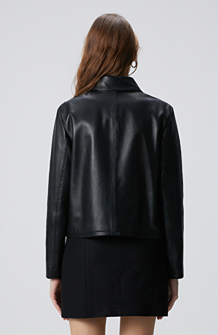 Siyah Limited Kroko Desenli Deri Mont_4