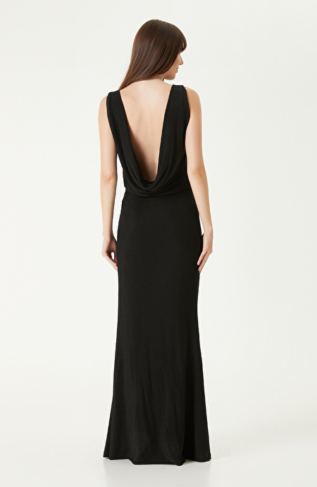 Siyah Maxi Abiye Elbise_5