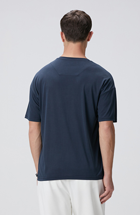 Lacivert Modal Karışımlı T-shirt_4