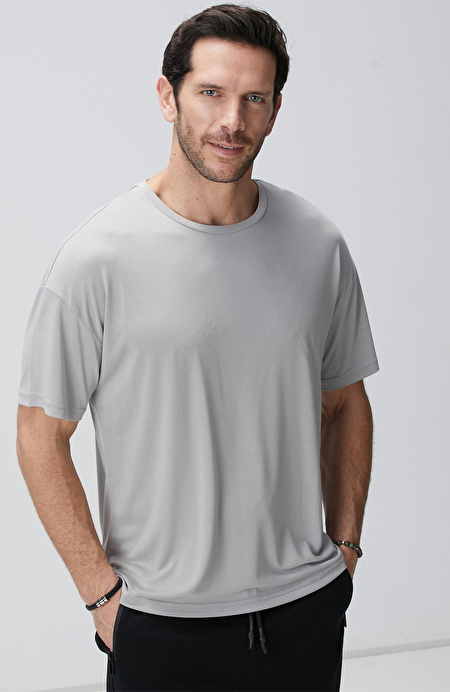 Gri Modal Karışımlı T-shirt_0