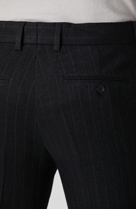 Siyah Keten Karışımlı Jogger Pantolon_4