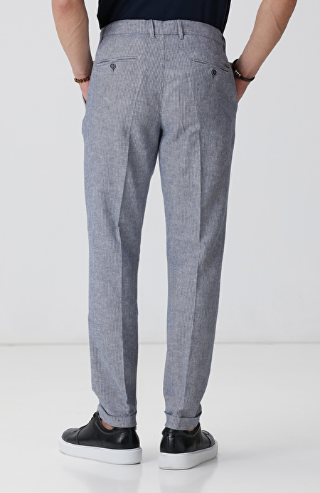 Lacivert Keten Karışımlı Pantolon_2