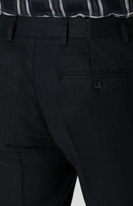 Siyah Keten Jogger Pantolon_5