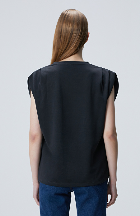 Siyah Modal Karışımlı T-shirt_4