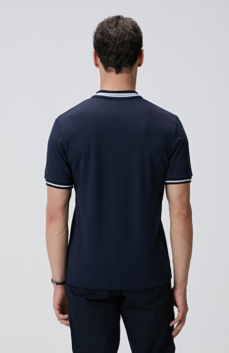 Lacivert Polo Yaka Örme T-shirt_4