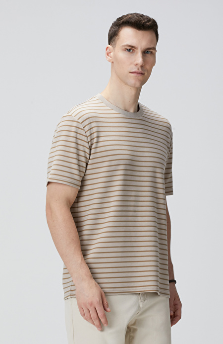 Bej Çizgili T-shirt_0