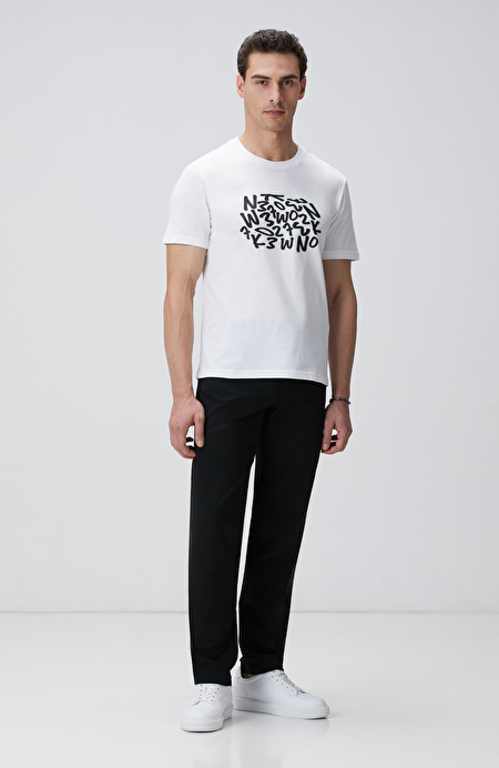 Kırık Beyaz Network Baskılı Örme T-shirt_2