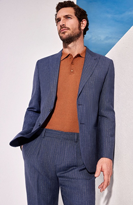 Limited Indigo Keten İpek Karışımlı Takım Elbise_2