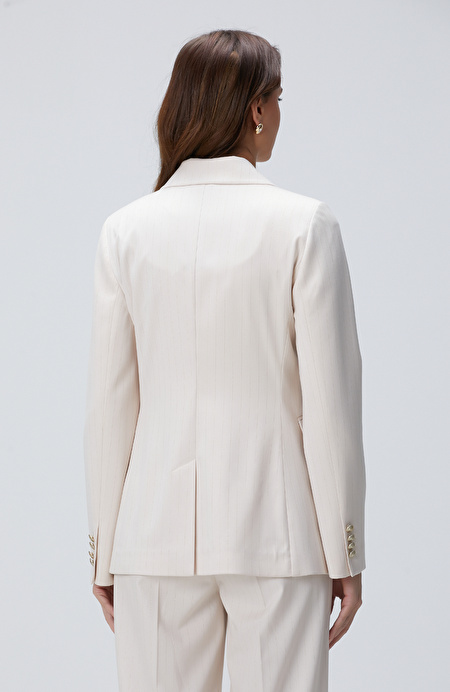 Bej Çizgili Blazer Ceket_4
