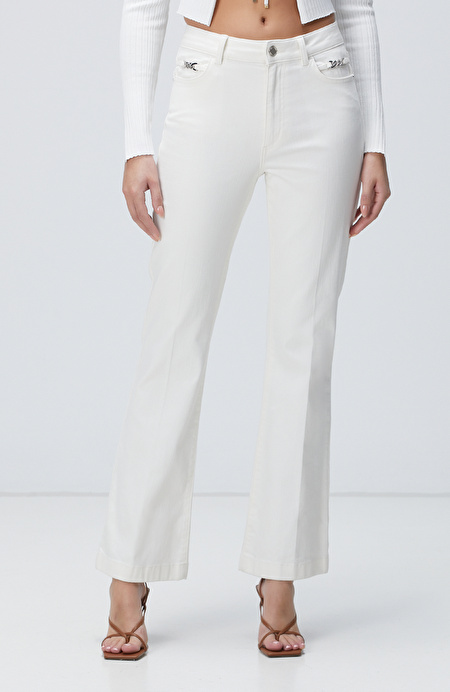 Kırık Beyaz Denim Pantolon_1