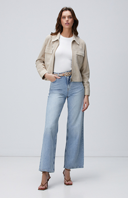 Açık Indigo Mavi Denim Pantolon_0