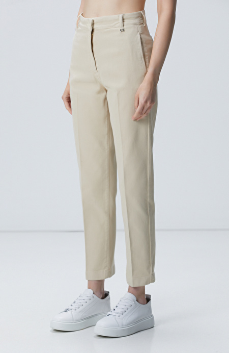 Bej Basic Casual Denim Pantolon_1