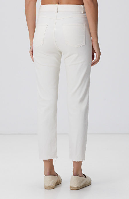Kırık Beyaz Denim Pantolon_4