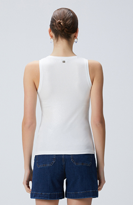 Kırık Beyaz Varak Baskılı T-shirt_4
