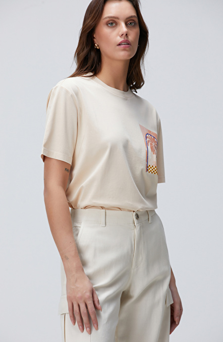 Bej Baskılı T-shirt_3