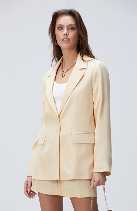 Açık Bej Cupro Blazer Ceket_3