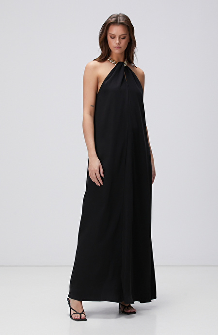 Siyah Maxi Abiye Elbise_0