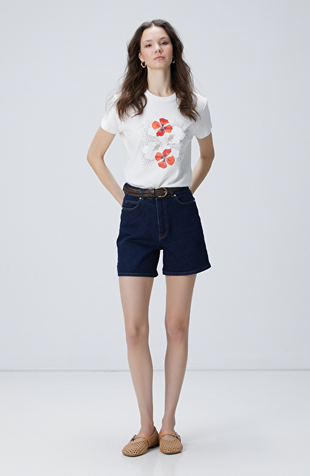Kırık Beyaz Baskılı T-shirt_2