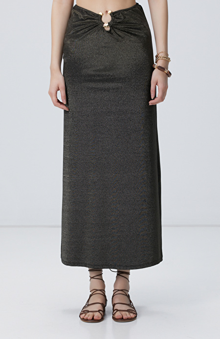 Siyah Gold Maxi Plaj Etek_1