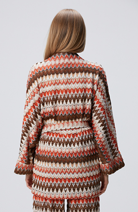 Kırık Beyaz Kahverengi Kısa Kaftan_4