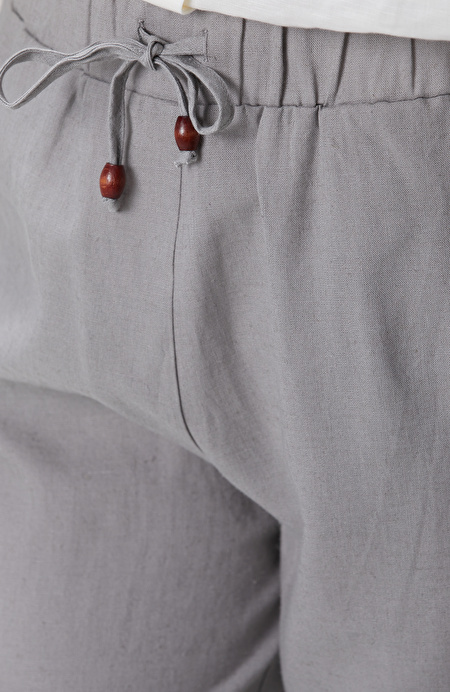Gri Keten Mix Jogger Pantolon_4