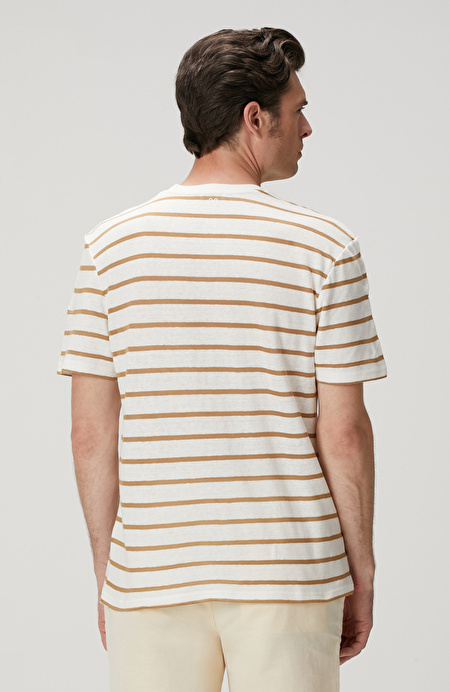 Kırık Beyaz Keten Karışımlı T-shirt_4