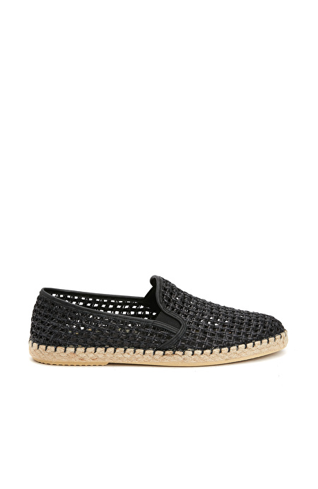 Siyah Erkek Deri Espadril_0