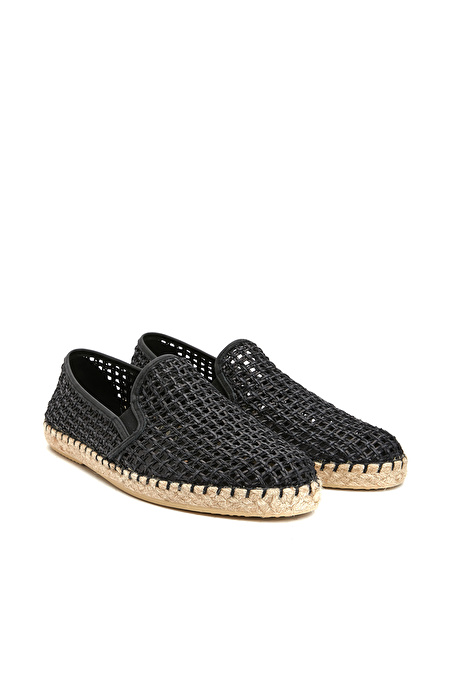 Siyah Erkek Deri Espadril_1