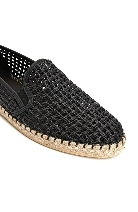 Siyah Erkek Deri Espadril_5