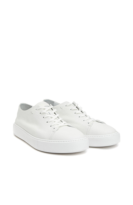 Beyaz Erkek Deri Sneaker_0